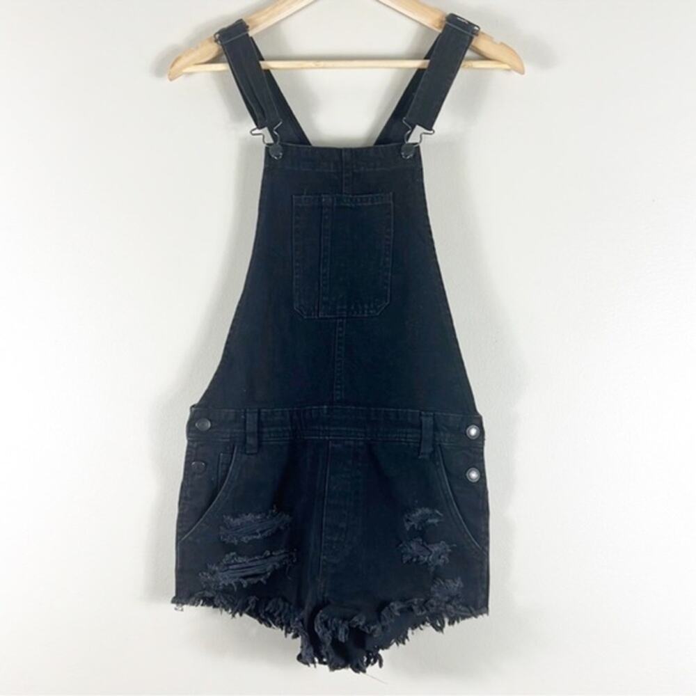 American Eagle Black Distressed Overalls